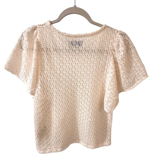 Madewell Texture & Thread Eyelet Flutter-Sleeve Top, Size XS - Picture 7 of 8